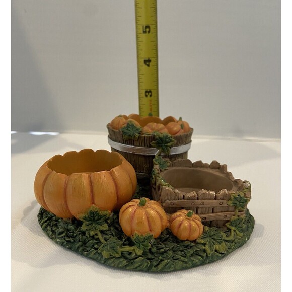 Vintage 3 Tea light Pumpkin Candle Holder. - Picture 2 of 8